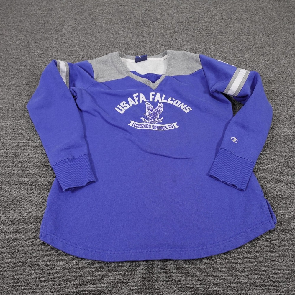 Air Force Falcons Sweatshirt Womens XL Blue NCAA Football Champion V-Neck